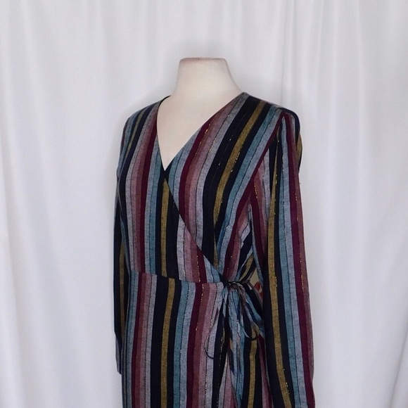 NWT!! RAILS Lola Varadero Stripe Wrap Dress Tie Waist Metallic Mini Medium - Picture 8 of 16